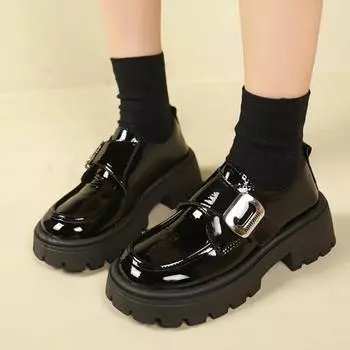 Fashion 2024 Fashion Shoes Female Round Toe Women s Pumps Spring Autumn British Style Solid Dress Block Heel Loafers Zapatos De Mujer 35