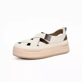 мода 2024 года, модные летние женские мокасины с плетеным узором, спортивная обувь для активного отдыха, женские повседневные белые сандалии на плоской подошве 35 покинуть белый