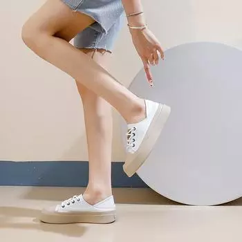 Мода 2024 года. Модная женская обувь со шнуровкой спереди. Женская вулканизированная обувь. Новая круглая головка. Высококачественная повседневная обувь в цвете. 35 чёрный