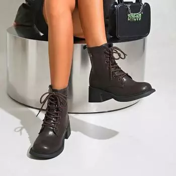 Мода 2024 года, модная женская обувь, женские ботинки с боковой молнией, горячая распродажа, со шнуровкой спереди, для офиса и карьеры, зимние ботинки больших размеров, однотонные 35 верблюд