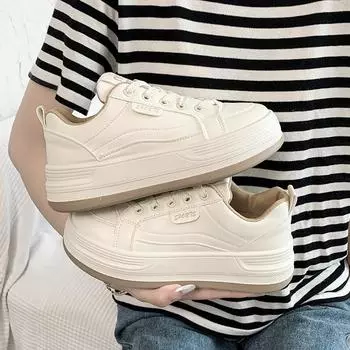 Fashion 2024 Fashion Women s Thick Sole Sneakers Casual Outdoor Comfortable Lace-Up Sneakers Running Sneakers 35 бежевый