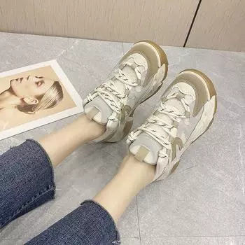 мода 2024 года модные женские кроссовки на платформе дышащие туфли Buffalo повседневные спортивные женские туфли из вулканизированного холста безопасная теннисная обувь для баскетбола 35 бежевый