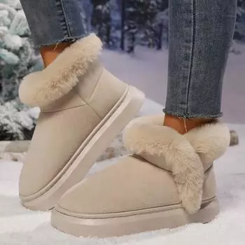 Fashion 2024 Fashionable Women s Pull-on Snow Boots Thick-soled Fluffy Plush Winter New Style Comfortable and Warm Women s Boots 36-37 жёлтый