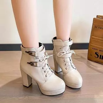 Мода 2024 года, высококачественная женская обувь, женские ботинки с боковой молнией, модные современные ботинки со шнуровкой спереди, женские новые ботильоны больших размеров 35 красный