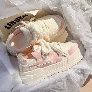Мода 2024 года, высококачественные кроссовки на платформе для женщин, шнуровка, круглый носок, толстая подошва, женская обувь, удобная женская обувь, Zapatillas De Mujer 35