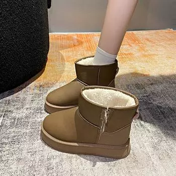 fashion 2024 High Quality Women s Ankle Boots Winter New Thick Bottom Casual Comfortable Warm Plush Shoes for Woman Botines De Mujer 36 чёрный