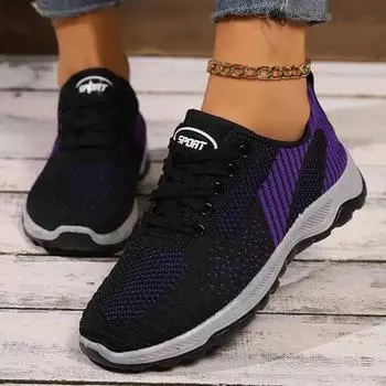 Fashion 2024 High Quality Women s Shoes Spring and Autumn Fashion Color Matching Lace-up Low-top Mesh Breathable Women s Sports Shoes 36 чёрный