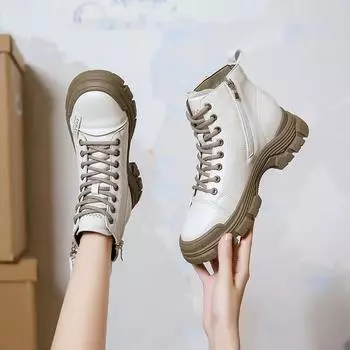 Fashion 2024 High Quality Women s Shoes Side Zipper Women s Boots Fashion Front Lace-up Modern Boots Women New Round Toe Ankle Boots 35