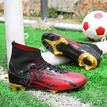 Fashion 2024 Hot Black Red Men s Football Boots Professional Sock Fast Soccer Sneakers Men Outdoor Non-slip Football Training Shoes Man 35