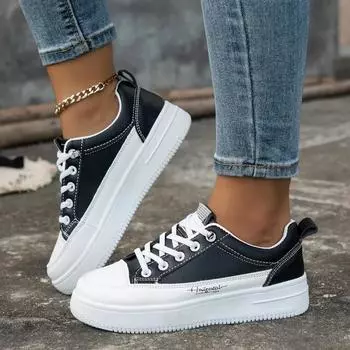 Мода 2024 года, горячая новинка, весенняя повседневная обувь, женская спортивная обувь, увеличенный внутренний каблук, универсальная спортивная обувь, удобная обувь Zapatillas Mujer 36 чёрный