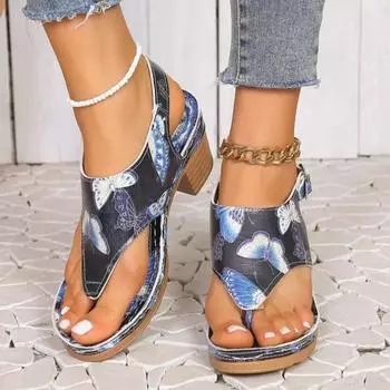 Fashion 2024 Hot Sale Ladies Shoes Buckle Strap Women s Sandals Fashion Printing Casual Sandals Women New Solid Plus Size Heeled Sandals 36
