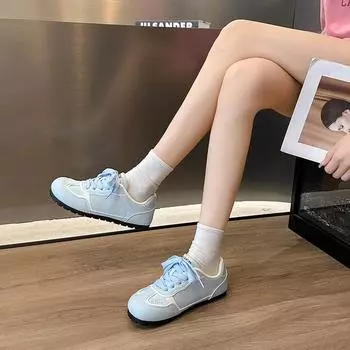 Fashion 2024 Hot Sale Ladies Shoes Lace-up Women s Vulcanize Shoes Fashion Round Toe High Quality Solid Breathable Versatile Sneakers 35 бежевый