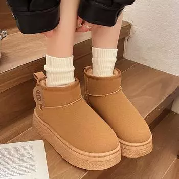 Fashion 2024 Hot Sale Shoes Female Ankle Women s Boots Fashion Slip-on Daily Boots Women Brand Round Toe Keep Warm Solid Snow Boots 36