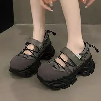 fashion 2024 Hot Sale Shoes Female Elastic Band Women s Vulcanize Shoes Autumn Breathable Mesh Mixed Colors Platform Casual Sports Shoes 35 чёрный