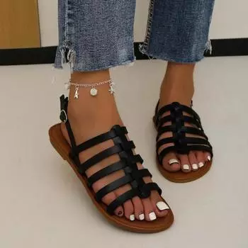 Fashion 2024 Hot Selling Women s Sandals Flat Heel Open Toe Women s Sandals Beach Outerwear Solid Color Fashion Summer Versatile Sandals 36 красный