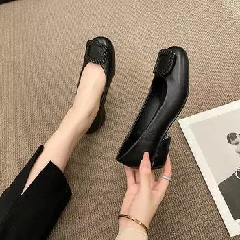 Fashion 2024 Ladies Loafers Fashion High Quality Ladies Flat Pointed Toe High Heels Party Dresses Ladies Shoes Summer High Heels 35 вино красного