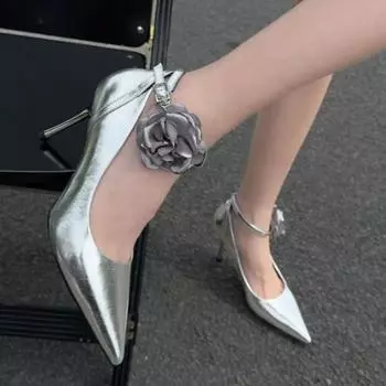 fashion 2024 Ladies Shoes Ankle-wrap Women s High Heels Sexy Party Pumps Women Floral Buckle Strap Pointed Toe Thin Heels Shoes Female 34