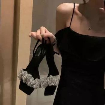 Fashion 2024 Luxury Rhinestones sandalias de mujer Elegant stiletto High heels Slingback Gladiator sandals Summer Party Prom shoes 42 34