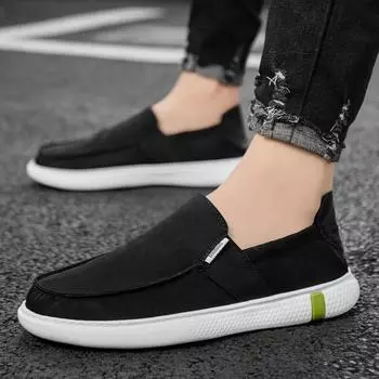 Fashion 2024 Men Canvas Shoes Fabric Fashion Causal Men Shoes for Men Driving Shoes Soft Comfortatble Man Footwear Lightweight Casual 39 серый