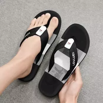 Fashion 2024 Men Fashion Breathable Casual Men Slippers Summer Outdoor High Quality Brand Hot Sale Flip Flops Men Summer Beach Slippers 39 чёрный