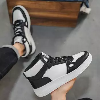 Fashion 2024 Men s New High Top Lightweight Casual Skateboarding Shoes for Spring/Autumn Breathable and Comfortable Outdoor Sports Shoes 39 белый