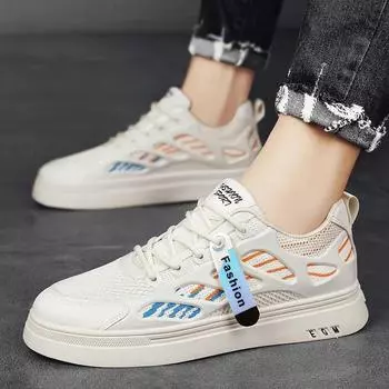 Fashion 2024 Men Shoes Casual Mens Sneakers Mesh Breathable Outdoor Walking Tennis Fashion Designer Luxury Sneakers Mens Summer Flats 39 бежевый