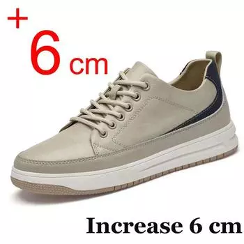Fashion 2024 Men Sneakers Elevator Shoes Hidden Insole Soft Leather Heightening Shoes For Men Increase 6CM Casual Lift Height Shoes Man 37