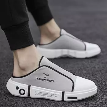 Модные мужские летние сандалии 2024 года, сетчатые мюли, дышащие мягкие пляжные шлепанцы, однотонные плоские банные тапочки, мужские уличные сабо-тапочки 39 чёрный