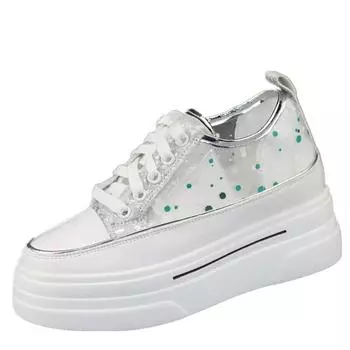 fashion 2024 Mesh Breathable White Shoes Women s Summer New Height 8cm Thick-soled Platform Shoes Light Casual Shoes Sneakers 34