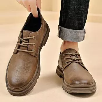 Fashion 2024 New Arrival Male Lace-Up Business Shoes Genuine Leather Classic Men Shoes for Wedding High Quality for Men Oxfords Shoes 38 серый