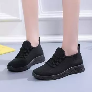 Fashion 2024 New Black Mesh Breathable Sneakers Daily Lightweight Women Shoes Low Top Lace Up Casual Women s Sneakers Tenis De Mujer 35 чёрный