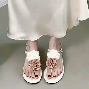 Мода 2024 НОВЫЕ желейные тапочки Camellia 35-40 Внешние женские сандалии Женские солнечные пляжные шлепанцы из ПВХ с цветочным принтом Цвета 35 бежевый