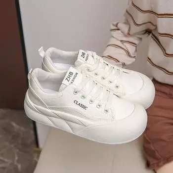 Fashion 2024 New Casual Women s Shoes, Flat Sneakers, Breathable and Versatile Women s Thick-soled Canvas Shoes 35 бежевый