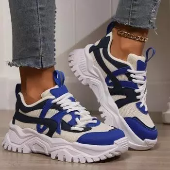 Fashion 2024 New Color Matching Hot-selling Women s Low-heeled Lightweight Lace-up Fashion Casual Shoes Outdoor Running Tennis Sneakers 36