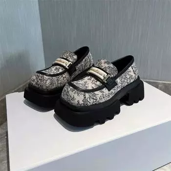 Мода 2024 года, новые джинсовые принты, ткань, синтетическая кожа, платформа, танкетка, массивные кроссовки, удобные, высокого бренда, весна, мода, осень, повседневная обувь 37 чёрный