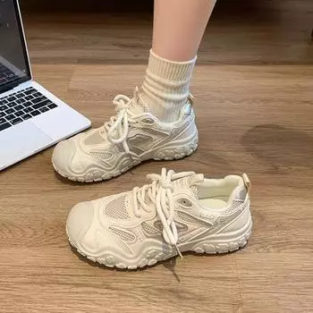 Мода 2024 года, новые, высокие, внешний вид, иностранный стиль, удобные, нескользящие, дышащие, спортивные, износостойкие женские туфли Zapatillas De Mujer 35 чёрный