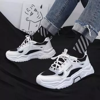 Fashion 2024 New Hot Fashion Men s Sports Casual Shoes Lace Up White Shoes Comfortable Breathable Student Trend Board Shoes Men21 39 белый