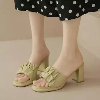 Fashion 2024 New Hot Selling Fashion Women s Slippers Thick Heel Versatile Open Toe Summer Comfortable Casual Versatile Slippers 35 розовый