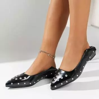 Fashion 2024 New Hot-selling Women s Shoes Flat-soled Pointed Toe Comfortable Solid Color Versatile Outer Wear Lightweight Women s Shoes 35 серебряный