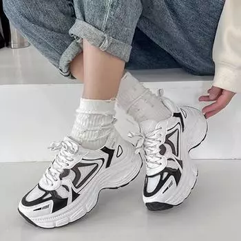 Fashion 2024 New Ladies Summer Autumn Fashion Casual Shoes Outdoor Lace Up Sneakers for Women Female Comfortable Versatile Shoes 36-40 36 чёрный