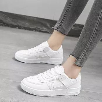 Fashion 2024 New Leather Women s White Casual Woman Vulcanize Sneakers Breathable Sport Walking Running Platform Flats Women Shoes 35 белый
