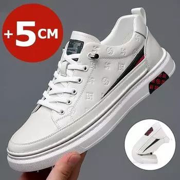 Fashion 2024 New Lente Heren Liftschoenen Heren Loafers Wit Zacht Lederen Mocassins Hoogte Verhoogd 5Cm Groter Schoenen Man Sneakers 38