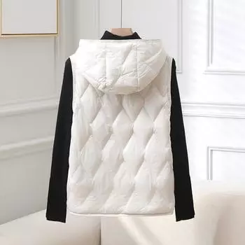 FASHION 2024 new light down vest women s short vest short hooded coat significant other liner Clothes M чёрный