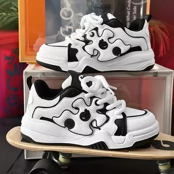 Fashion 2024 New Luxury Men s Shoes Casual Trend Skateboarding Shoes Breathable and Comfortable Outdoor Running Sports Shoes sneakers 39 черный белый