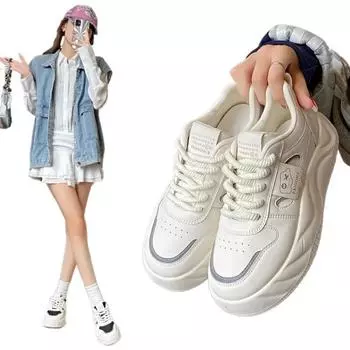 Fashion 2024 New Luxury Vulcanize Shoes Fashion Women Platform Sneakers Mesh Breathable Jogging Shoes Chunky Sneakers Zapatos Mujer 35 бежевый