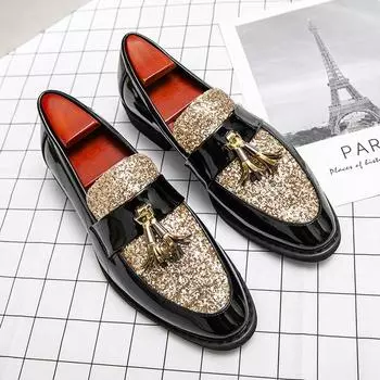 Fashion 2024 New Men Casual Shoes Breathable Designer Shoes Leather Loafers Business Office Shoes for Men Comfortable Coiffeur Shoes 38 чёрный
