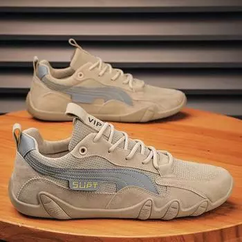 Fashion 2024 New Men s Shoes Lightweight Casual Shoes Ankle Boots Designer Trend Men Loafers Lace Up Non-slip Male Sneakers 39 серый