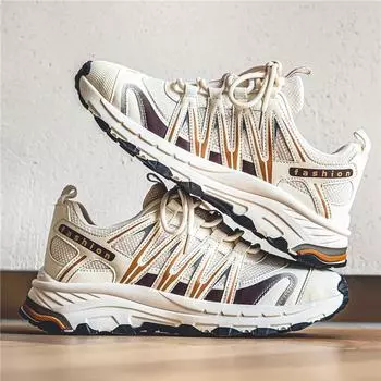 Fashion 2024 New Men s Sneakers Breathable Men Shoes Outdoor Casual Shoes Comfortable Walking Sneaker Tenis Masculino Zapatillas Hombre CN 39 бежевый