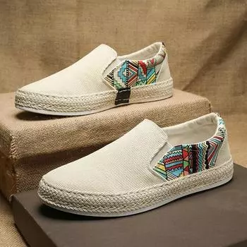 fashion 2024 New Men Sneakers Casual Summer Low-top Corduroy Shoes Fisherman s Shoes Lazy Shoes Slip-on Cloth Shoes Trendy Men s Shoes 39 чёрный