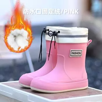 Fashion 2024 New Rain Shoes Female Mid-calf Thick Bottom Waterproof Boots Non-slip Fashion Water Shoes Kitchen Zapatos Para Mujeres 36-37 розовый